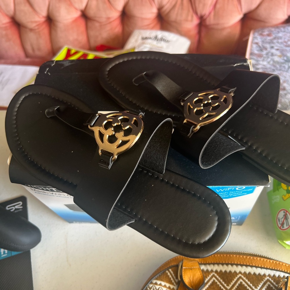 Black Sandals with Gold Accent